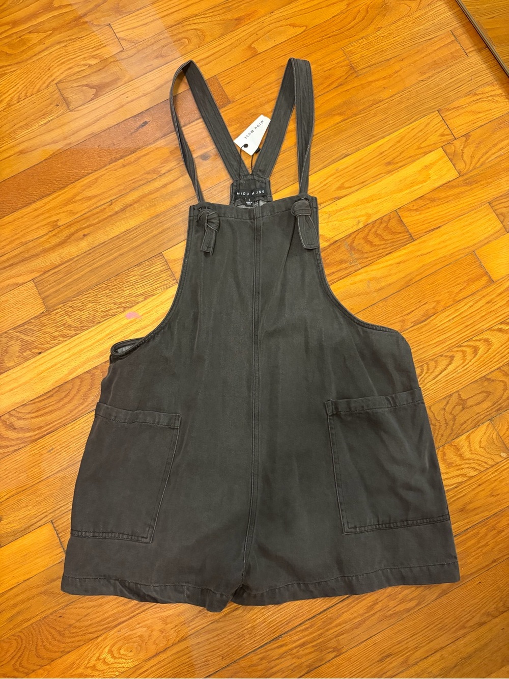 Women's Black Short Overall Romper - Classic Utility Style